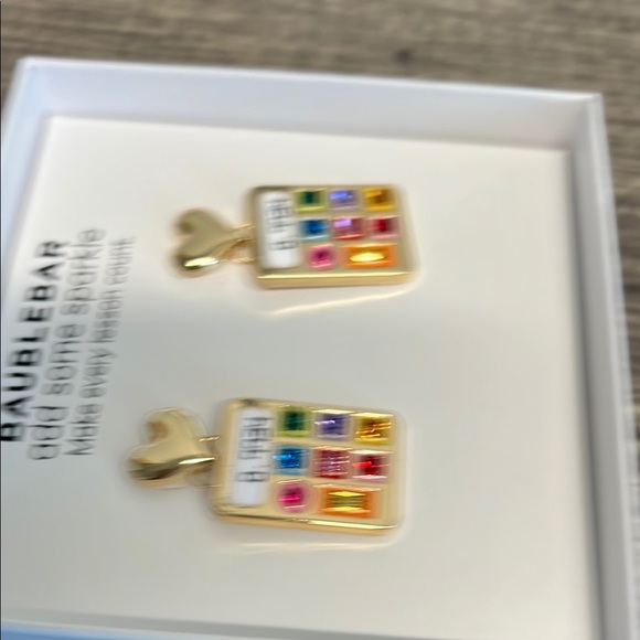 BaubleBar Gold Heart Calculator Earrings “Hello” - Picture 5 of 6